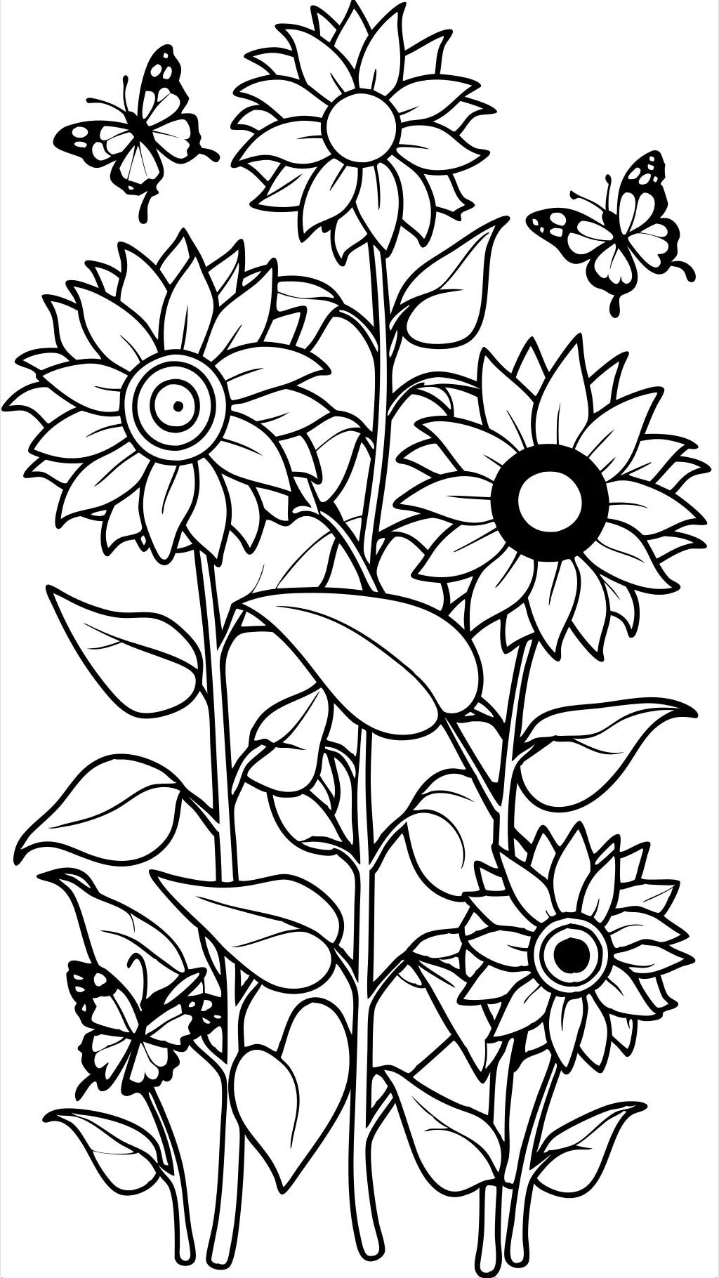 Página para colorear de girasoles